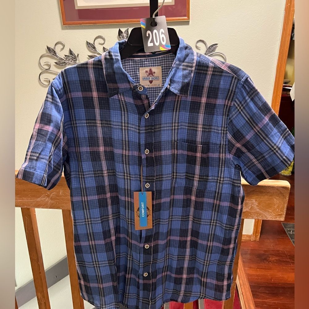 NWT Urban Shores Men’s Medium Plaid Button Down Shirt #206